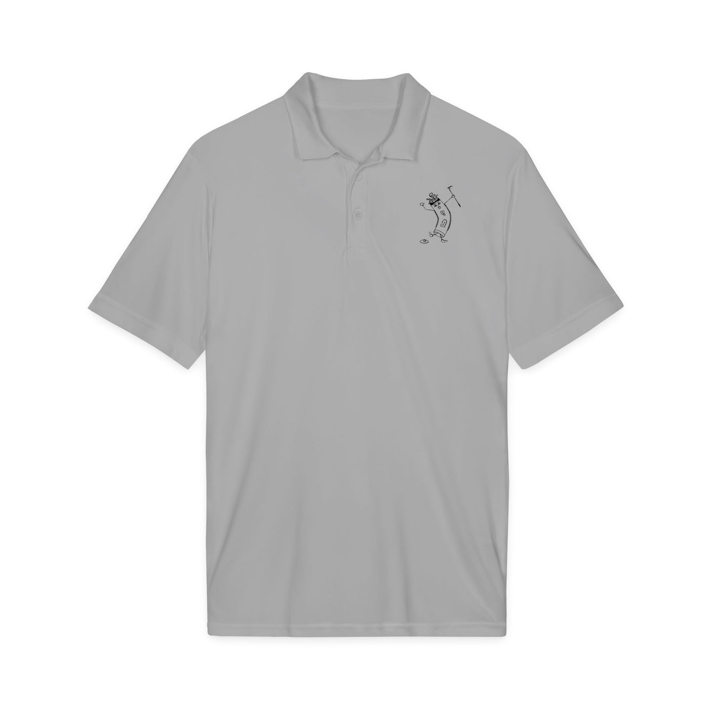 Golf Cartoon Polo Shirt — Minimalist Golfer Embroidered Design