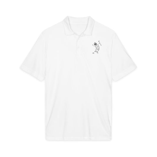 Golf Cartoon Polo Shirt — Minimalist Golfer Embroidered Design