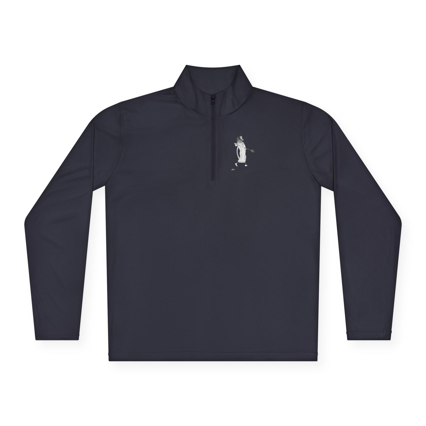 Quarter-Zip Pullover — Minimalist Dancing Pickle Embroidered Chest