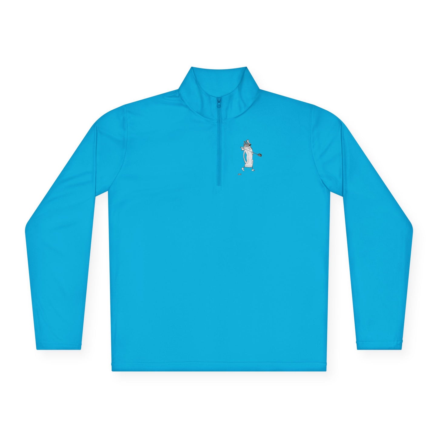 Quarter-Zip Pullover — Minimalist Dancing Pickle Embroidered Chest