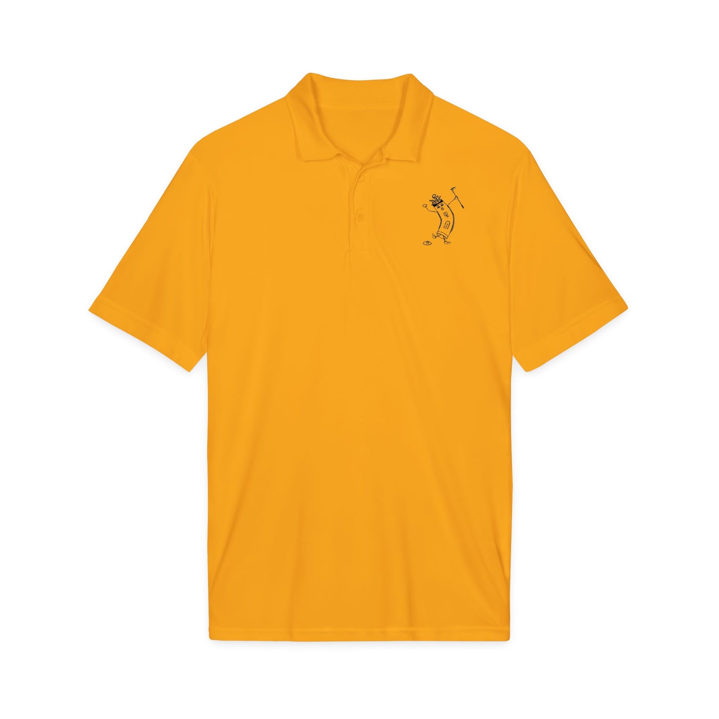 Golf Cartoon Polo Shirt — Minimalist Golfer Embroidered Design