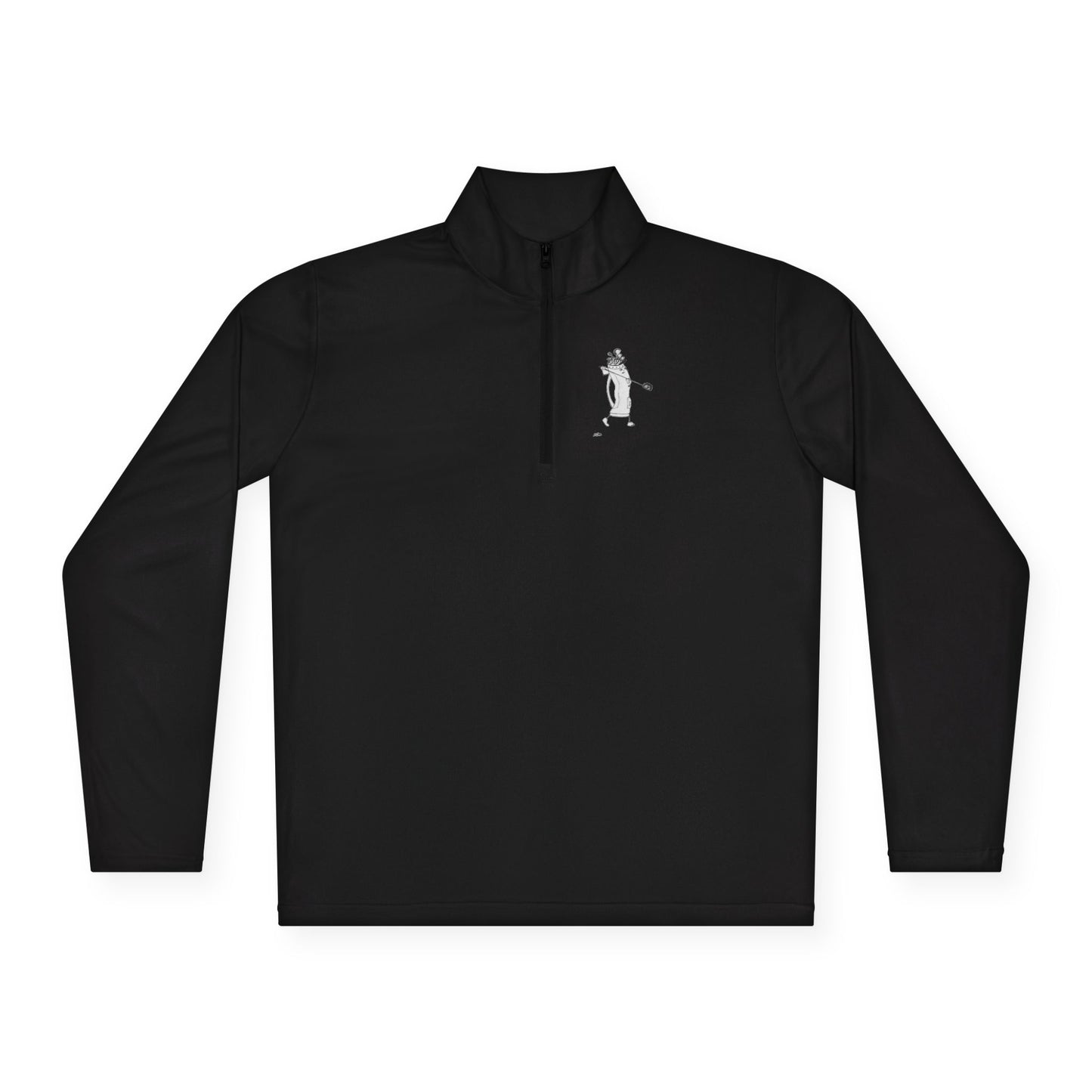 Quarter-Zip Pullover — Minimalist Dancing Pickle Embroidered Chest