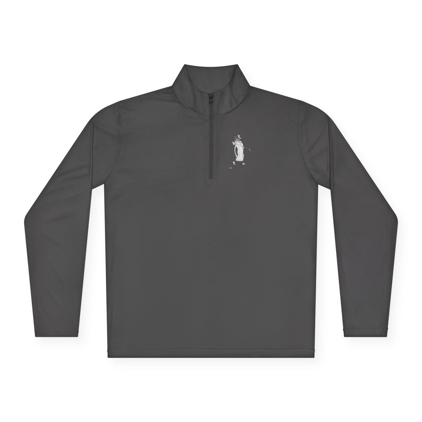Quarter-Zip Pullover — Minimalist Dancing Pickle Embroidered Chest