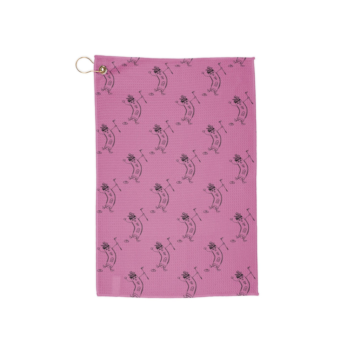 Pink Floral Golf Towel — Lightweight Waffle Weave with Grommet & Clip
