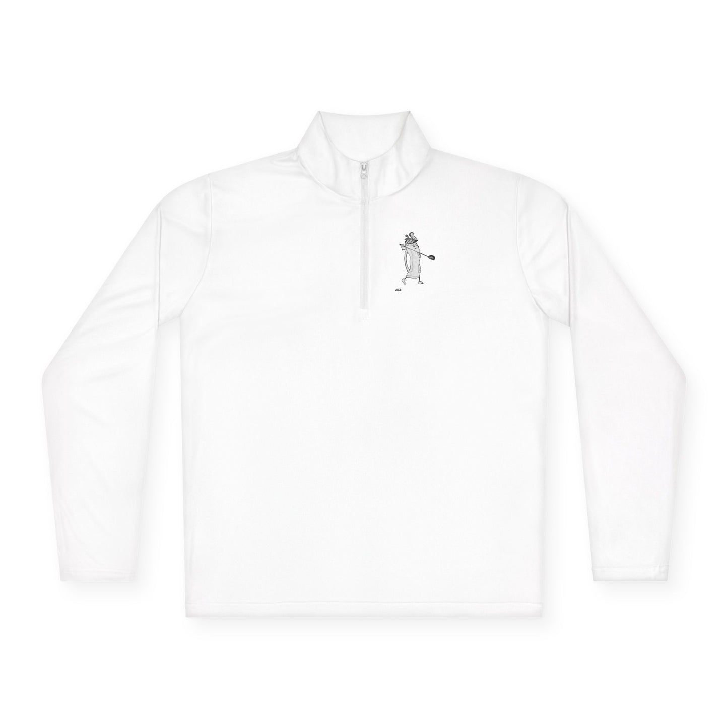 Quarter-Zip Pullover — Minimalist Dancing Pickle Embroidered Chest