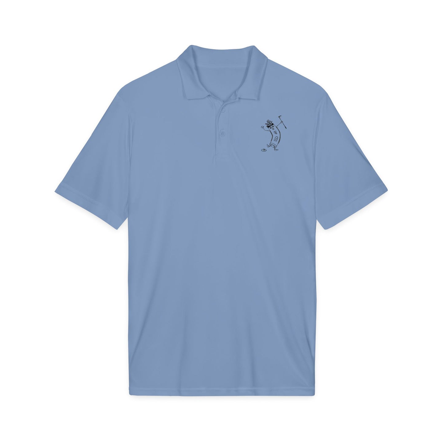 Golf Cartoon Polo Shirt — Minimalist Golfer Embroidered Design